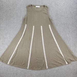 Socapri Silk Tank Dress Womens L Tan‎ White Knit Sleeveless Flowy Italy New